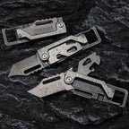 Damascus Folding Knife – Dual-Action Blade with 9-in-1 EDC Keychain Tool detail image - detail view 7