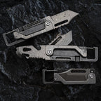 Damascus Folding Knife – Dual-Action Blade with 9-in-1 EDC Keychain Tool detail image - detail view 8