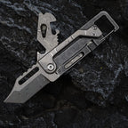 Damascus Folding Knife – Dual-Action Blade with 9-in-1 EDC Keychain Tool product image