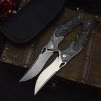 Damascus Folding Knife – Night Owl M390 Tactical with Carbon Fiber Handle detail image