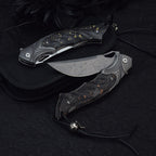 Damascus Folding Knife – Night Owl M390 Tactical with Carbon Fiber Handle detail image - detail view 3