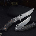Damascus Folding Knife – Night Owl M390 Tactical with Carbon Fiber Handle detail image - detail view 4
