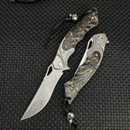 Damascus Folding Knife – Night Owl M390 Tactical with Carbon Fiber Handle detail image - detail view 5