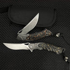 Damascus Folding Knife – Night Owl M390 Tactical with Carbon Fiber Handle detail image - detail view 6