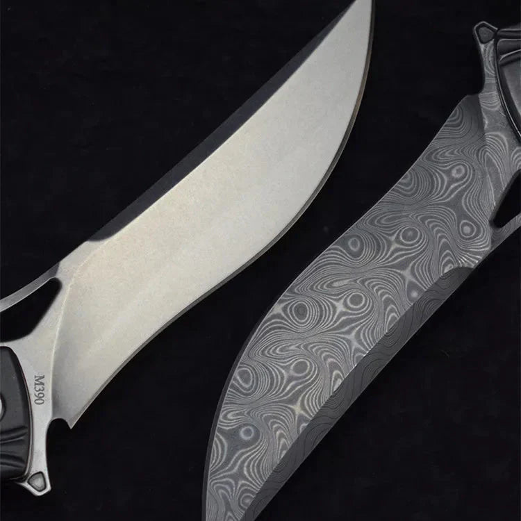 Damascus Folding Knife – Night Owl M390 Tactical with Carbon Fiber Handle detail image - detail view 7