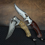 Damascus Folding Knife – Shadowfang VG10 Steel with Hardwood Handle EDC detail image