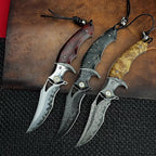 Damascus Folding Knife – Shadowfang VG10 Steel with Hardwood Handle EDC detail image - detail view 3