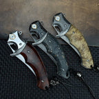 Damascus Folding Knife – Shadowfang VG10 Steel with Hardwood Handle EDC detail image - detail view 4