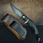Damascus Folding Knife – Shadowfang VG10 Steel with Hardwood Handle EDC detail image - detail view 5
