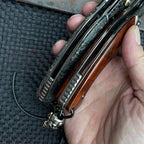 Damascus Folding Knife – Shadowfang VG10 Steel with Hardwood Handle EDC detail image - detail view 6