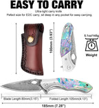 Damascus Folding Knife – Shellshade Swoop with VG10 Steel with Abalone Shell Handle detail image - detail view 7
