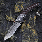 Damascus Folding Knife – Sky Blade with 107-Layer VG10 Steel with Ebony Handle detail image