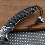 Damascus Folding Knife – Sky Blade with 107-Layer VG10 Steel with Ebony Handle detail image - detail view 4