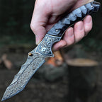 Damascus Folding Knife – Sky Blade with 107-Layer VG10 Steel with Ebony Handle detail image - detail view 7