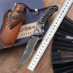 Damascus Folding Knife – Sky Blade with 107-Layer VG10 Steel with Ebony Handle detail image - detail view 8