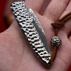 Damascus Folding Knife – Steel Pocket Compact Keychain EDC Collector detail image - detail view 7
