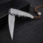 Damascus Folding Knife – Steel Pocket Compact Keychain EDC Collector detail image - detail view 9