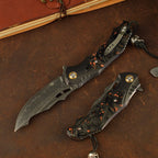 Damascus Folding Knife – VG10 Carbon Fiber Handle Copper Flake Hand Finished EDC Collector detail image - detail view 3