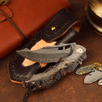 Damascus Folding Knife – VG10 Carbon Fiber Handle Copper Flake Hand Finished EDC Collector detail image - detail view 5