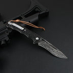 Damascus Folding Knife – VG10 Ebony Handle Artisan EDC Collector Outdoor Pocket detail image - detail view 5
