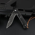 Damascus Folding Knife – VG10 Ebony Handle Artisan EDC Collector Outdoor Pocket product image