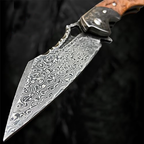 Damascus Folding Knife – VG10 Steel Ironwood Handle Wave Pattern EDC Collector detail image - detail view 5