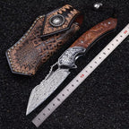 Damascus Folding Knife – VG10 Steel Ironwood Handle Wave Pattern EDC Collector detail image - detail view 8