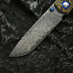 Damascus Folding Knife – Winged Avian with G10 Handle & Zirconium Inlay with 59HRC detail image - detail view 4