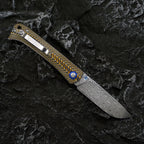 Damascus Folding Knife – Winged Avian with G10 Handle & Zirconium Inlay with 59HRC product image