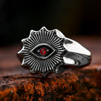 Demon Eye Rune Ring – Crimson Gothic Viking Punk Biker for Alternative Styling detail image