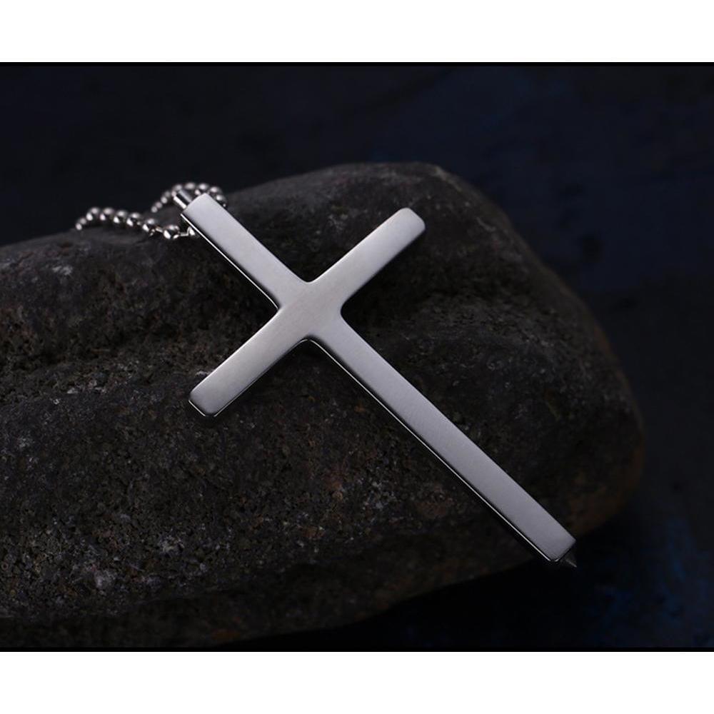 Stainless Steel Cross Spike Pendant - Tungsten Tip Self Defense Necklace