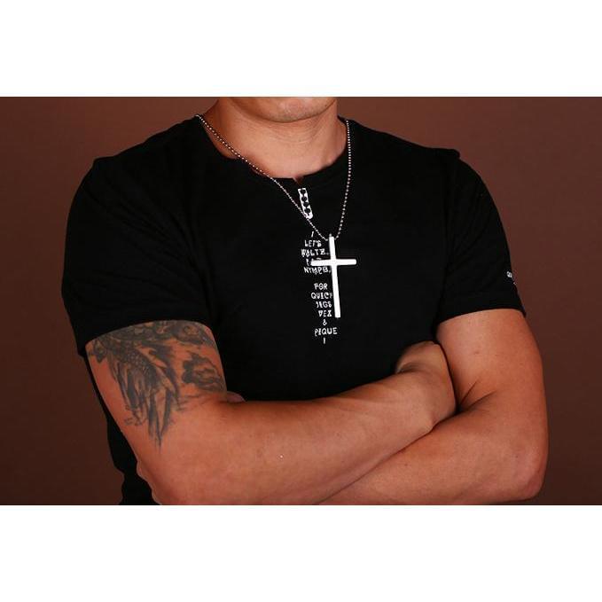 Stainless Steel Cross Spike Pendant - Tungsten Tip Self Defense Necklace