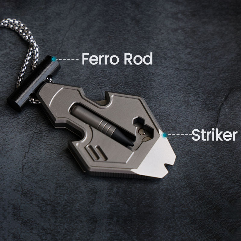 Flounder 2.0 Titanium EDC Pendant - 13-in-1 Multi-Tool Keychain