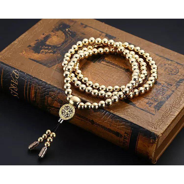 Brass 108 Buddha Beads Mala - Multi-Function Self Defense Necklace Blessed