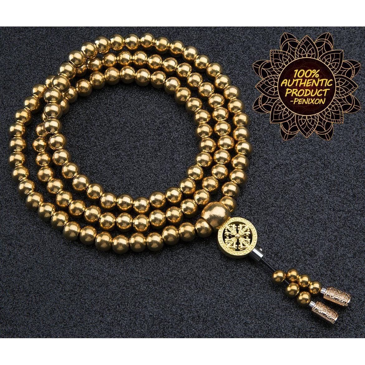 Brass 108 Buddha Beads Mala - Multi-Function Self Defense Necklace Blessed