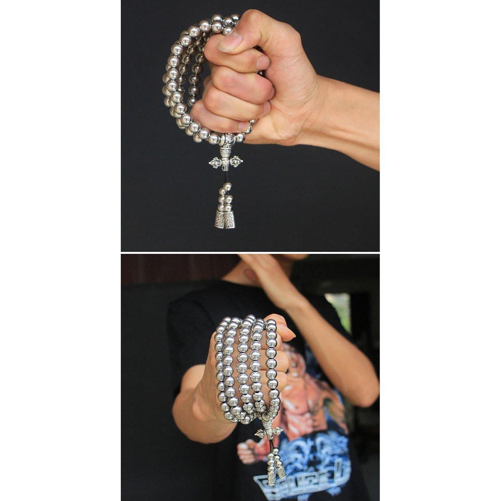 Stainless Steel 108 Buddha Beads Mala - Multi-Function Self Defense Necklace