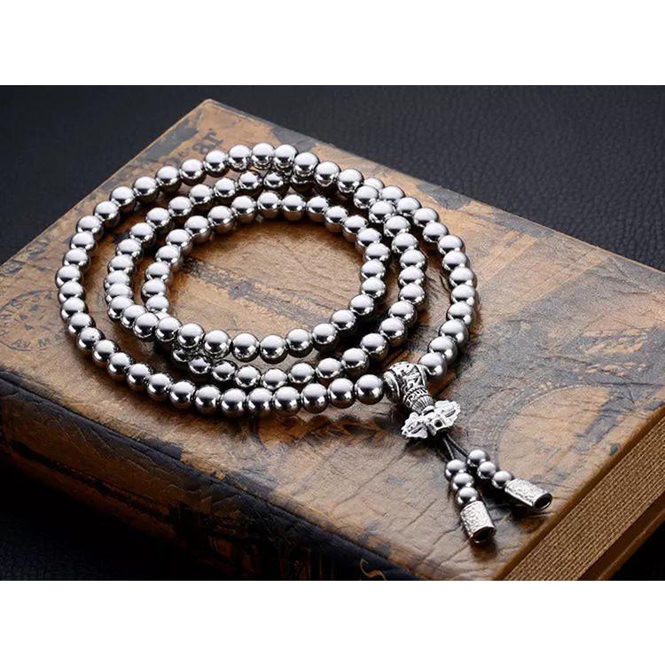 Stainless Steel 108 Buddha Beads Mala - Multi-Function Self Defense Necklace