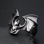 Gothic Bat Ring – Stainless Steel with Punk Biker Wide Band for Alternative Styling detail image - detail view 3