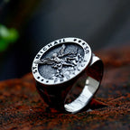 Gothic Cross Ring – Saint Michael with Mystic Guardian Punk Statement detail image - detail view 6