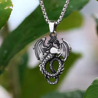 Gothic Dragon Necklace – Stainless Steel Punk Pendant Amulet detail image - detail view 3