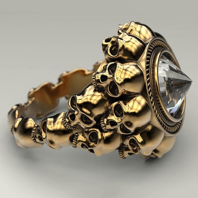 Gothic Skull Ring – Aneka Crystal Zircon Punk Biker Statement detail image - detail view 9