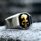 Gothic Skull Ring – Emblem Biker Punk Rock Gold Silver Statement detail image