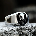 Gothic Skull Ring – Emblem Biker Punk Rock Gold Silver Statement detail image - detail view 5