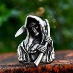 Gothic Skull Ring – Grim Reaper with Eerie Scythe Stainless Steel Punk Biker detail image - detail view 5