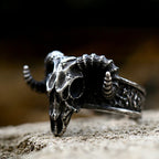 Gothic Skull Ring – Ram Horn Punk Vintage Animal Totem Dark Statement product image