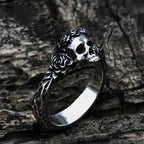 Gothic Skull Ring – Thorned Rose Celtic Punk Biker Statement detail image - detail view 3