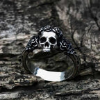 Gothic Skull Ring – Thorned Rose Celtic Punk Biker Statement detail image - detail view 4