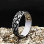 Gothic Stainless Steel Ring – Punk with Enigma All-Seeing Eye Carved Biker detail image - detail view 3