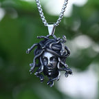 Gothic Statement Necklace – Gorgon Medusa Wrath Pendant 316L Stainless Steel Dark detail image - detail view 5