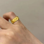 Gothic Statement Ring – Buddha with Speak No Evil Half Face Spiritual detail image - detail view 3
